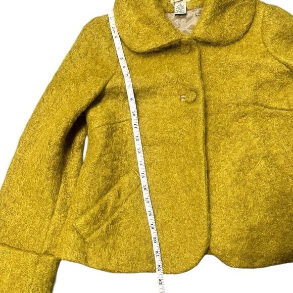Elevenses Anthropologie Vintage Gold-Green Mohair Retro Wool Jacket Size 6 - Picture 7 of 8